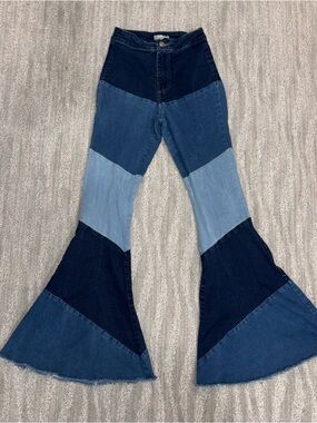 Altar’d State Patchwork Bell Bottom Jeans High Waisted Boho Hippie Women’s S